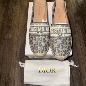 Dior Granville Espadrille Chambray Blue Dior Oblique Embroidered Cotton